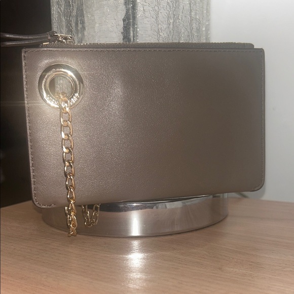 Michael Kors Accessories - Michael Kors dark Brown/Tan Leather Card & Key Holder with Gold Chain